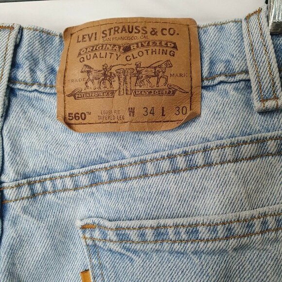 Vintage Levis Orange Tab 560 Loose Fit Tapered Leg Light Blue‎ Jeans Size 34x30 - Picture 7 of 10